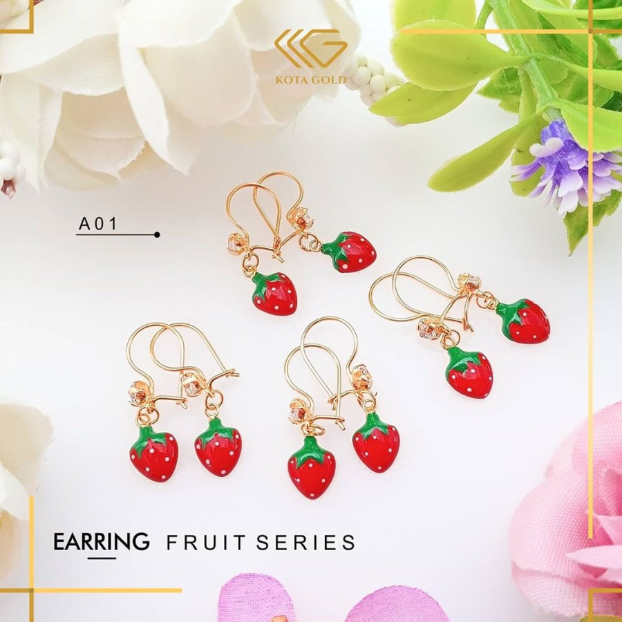 ต่างหูสตรอเบอร์รี่น่ารัก เกรด 6K และ 8K สําหรับเด็กประถม SERIES ATL051 ATL101