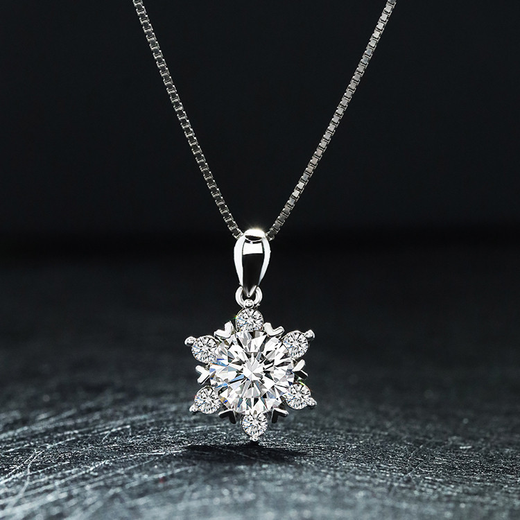 [ พร ้ อมใบรับรอง GRA ] 1 กะรัต / 2 กะรัต D VVS ไม ่ มีสีจริง Moissanite สร ้ อยคอจี ้ เงินสเตอร ์