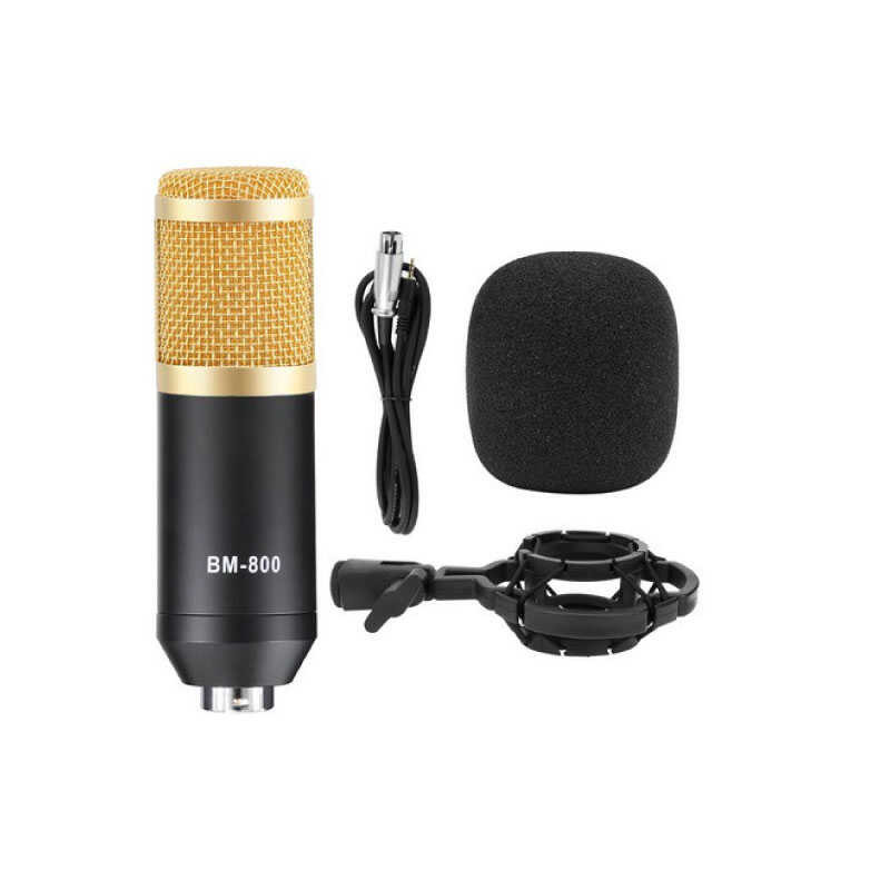 มค์อัดเสียง Pro Condenser คอนเดนเซอร์ ECOMALL Mic Microphone BM800 พร้อม rophone