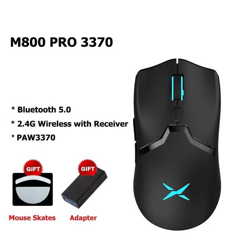 PRO Delux M800 PAW 3370 Bluetooth DPI MAX 19000 RGB Wireless Rechargeable Lightweight Gamingmouse W