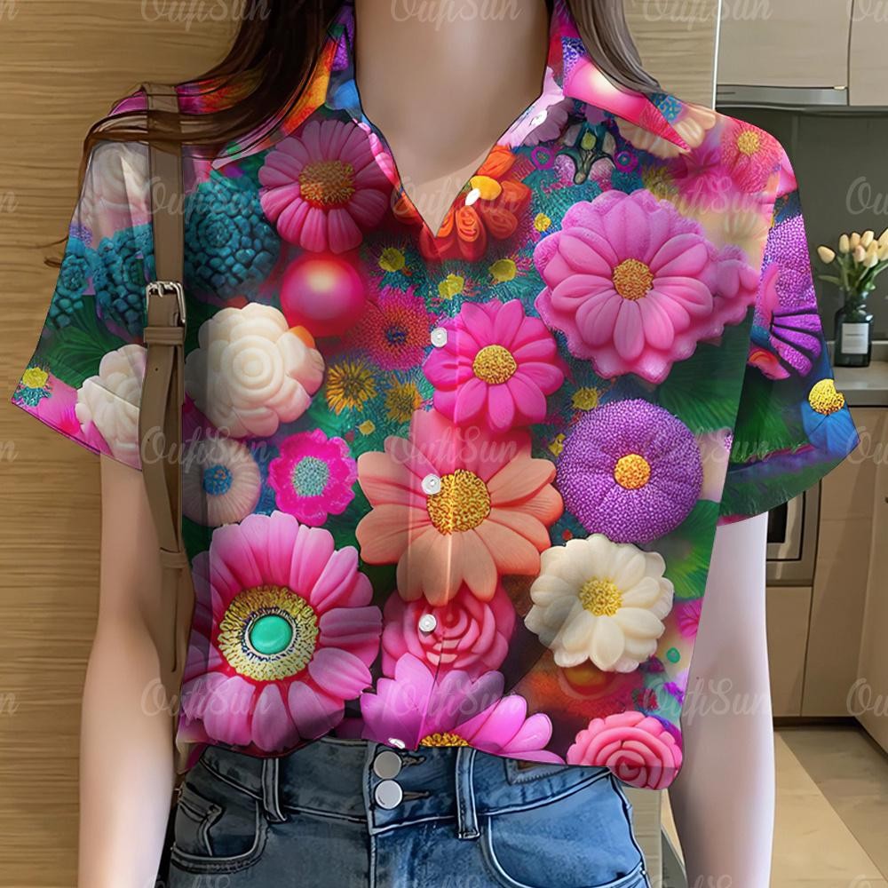 เสื้อฮาวายดอกไม้แขนสั้น สำหรับผู้หญิง thumbnail 6