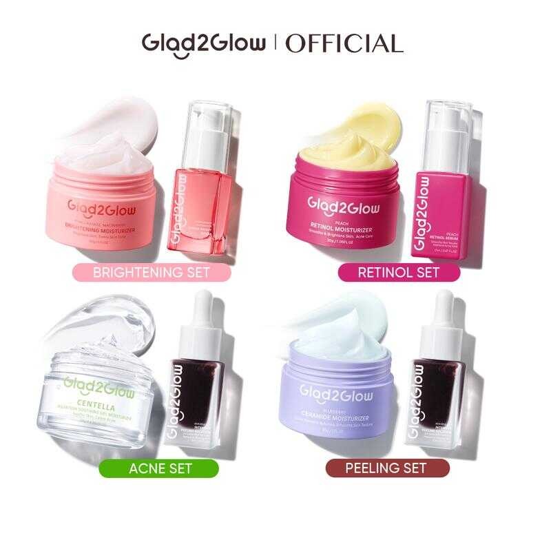 【2 ชิ้น】Glad2Glow Blueberry Moisturizer Pomegranate Brightening Serum Centella Allan Soothing Gel