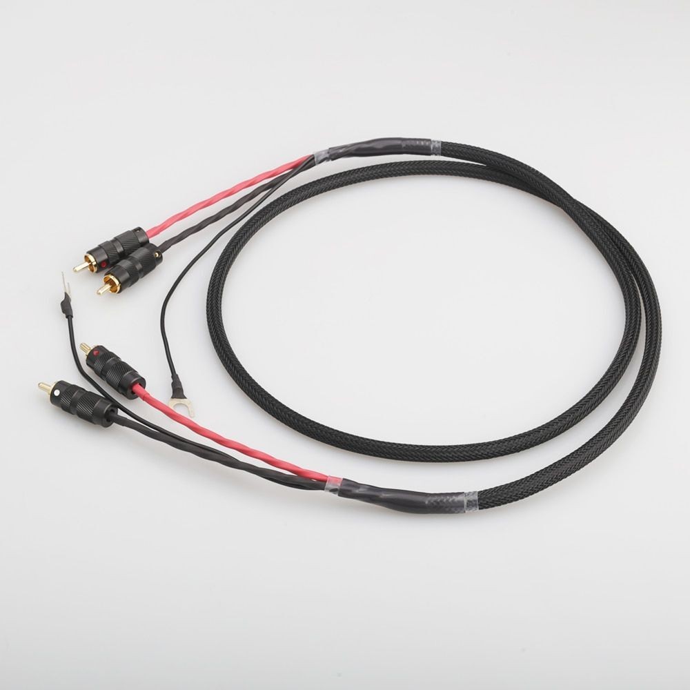 Rca Ground U spade plug Audio Phono Tonearm cable พร้อมสายดินสําหรับ LP Vinyl Record player สายสัญญา