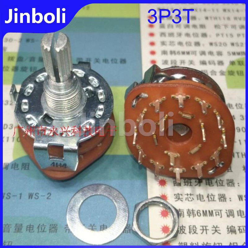 3pcs RS25 แผงเพลา Mount 3P3T Rotary Switch Selector Band 3 เสา 3 ตําแหน่งใหม่ความยาวจับ 20 มม.