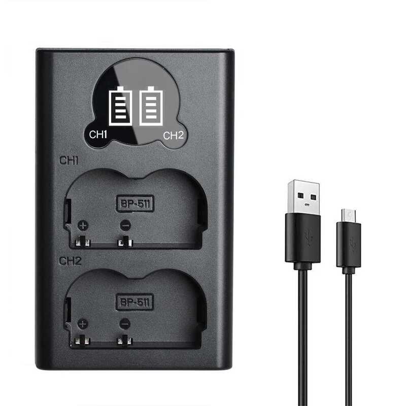 ❤️ 2650Mah Bp-511 Bp511 Bp-511A แบตเตอรี่กล้อง + Charger LED สำหรับ Canon EOS 40D 300D 5D 20D 3