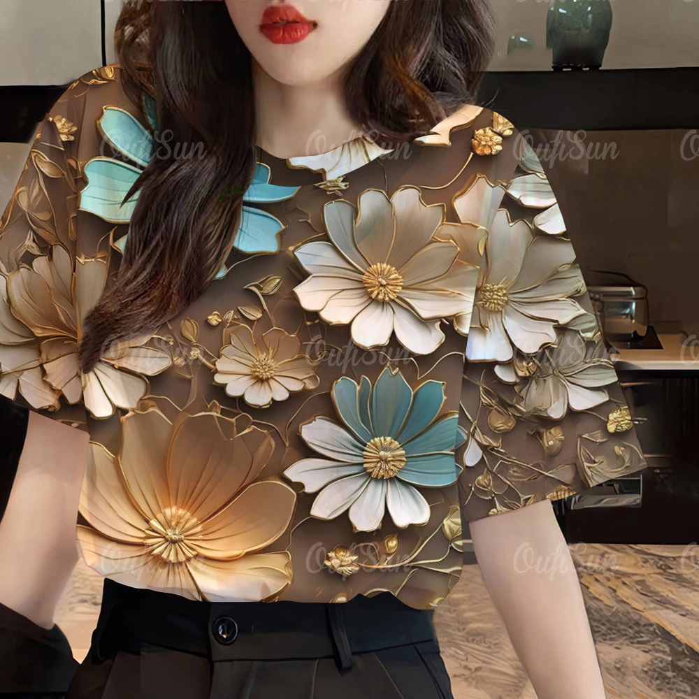 เสื้อยืดผู้หญิงลายดอกไม้แขนสั้น ทรงโอเวอร์ไซส์ รุ่น ส 15 thumbnail 8