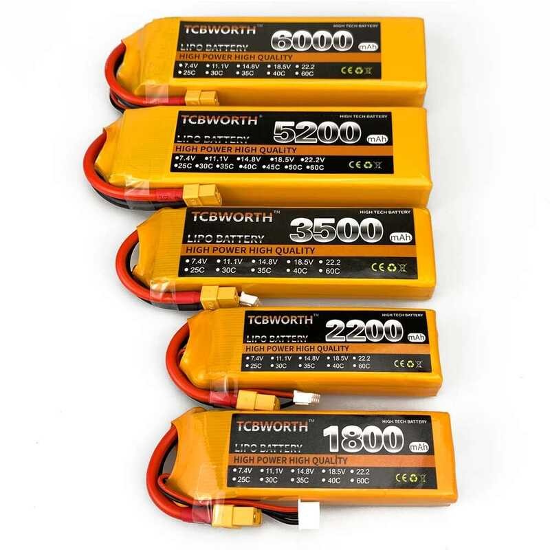 ❤️ TCBWORTH แบตเตอรี่ Lipo 2S 3S 4S 6S 2200Mah 5000Mah 6000Mah 7.4V 11.1V 14.8V 22.2V T Xt60 สํ