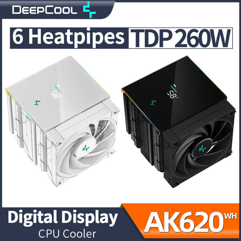 Deepcool Ak620 Digital Twin Towers CPU Air Cooler 6 Heatpipes White Dual Fans Radiator For Lga1700 2