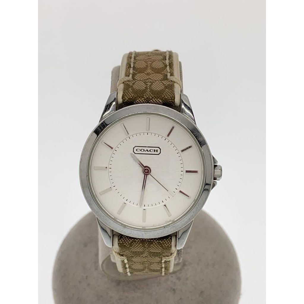 Coach A O H Wrist Watch Silver beige leather Women Direct from Japan Secondhand