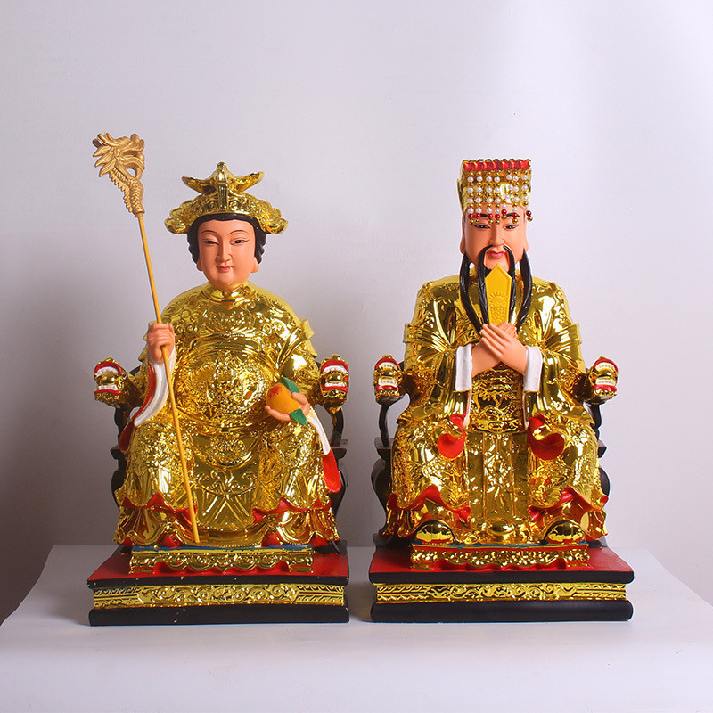 Buddha statue of Jade Emperor and Queen Mother 16 inch gold plated household golden resin statue of Jade Emperor and