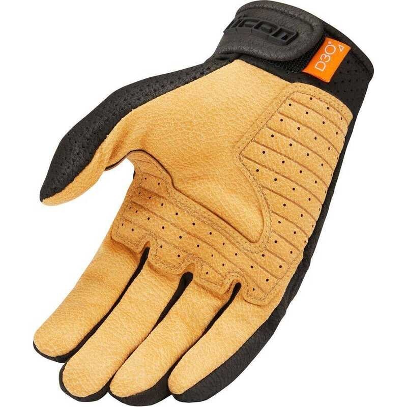 ➧ New ICON All Finger Leather Perforated D3o Motorcycle Windproof Mountain Racing Gloves
