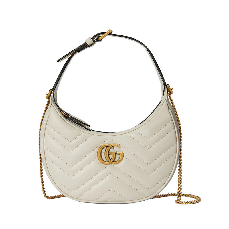 Gucci Gucci กระเป ๋ าผู ้ หญิง GG Marmont Underarm Bag Half Moon Style Chain Bag Mini Shoulder Bag