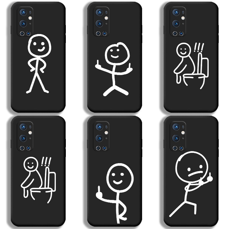 ปลอก OnePlus 9 8 7 6 8T 7T 6T Pro คู่รักน่ารัก Funny Stick Man Trend Brand Soft Case