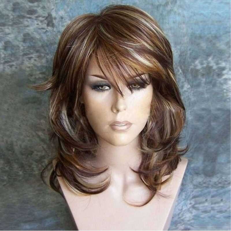 ➧ Cross Border Hot Sale Of Wigs For Women Short Curly Hair Brown Pick Gold Rose Net