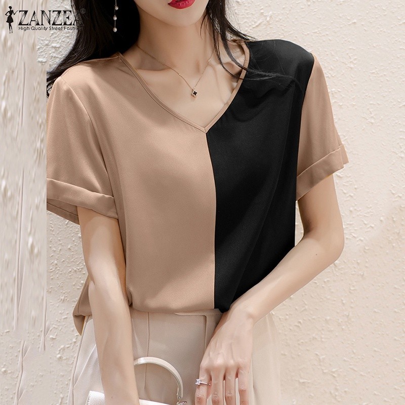 bananashop  ♞Zanzea เสื้อเบลาส์ คอวี แขนสั้น สไตล์เกาหลี สําหรับผู้หญิง