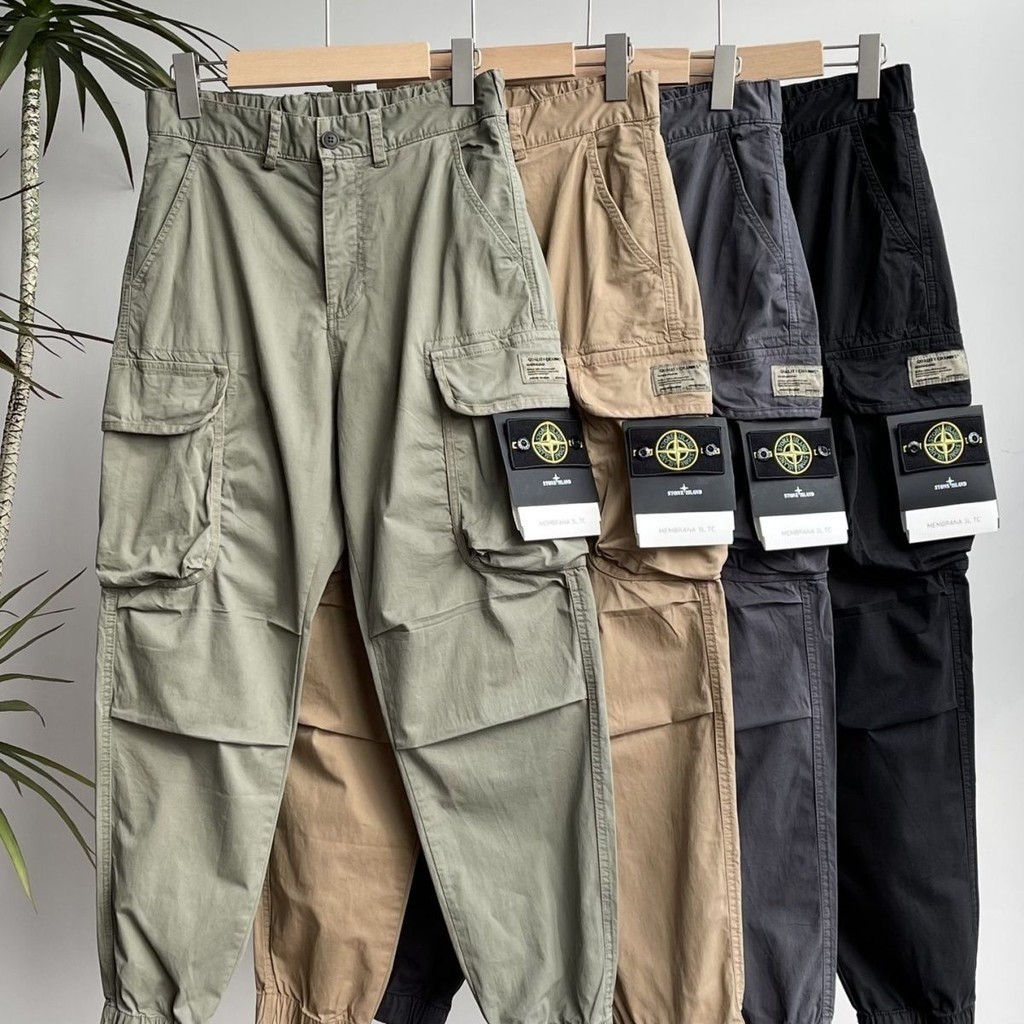 STONE ISLAND กางเกงขายาวลําลอง แบบบาง ทรงหลวม แฟชั่นฤดูใบไม้ผลิ และฤดูใบไม้ร่วง สําหรับผู้ชาย