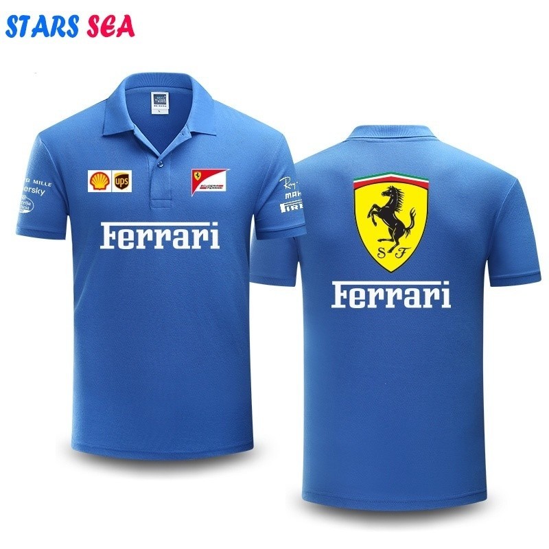 2024 ใหม่ F1 ชุดแข่ง + ทีม Ferrari F1 เสื้อโปโล-เสื้อยืด Unisex ฤดูร้อนแขนสั้น