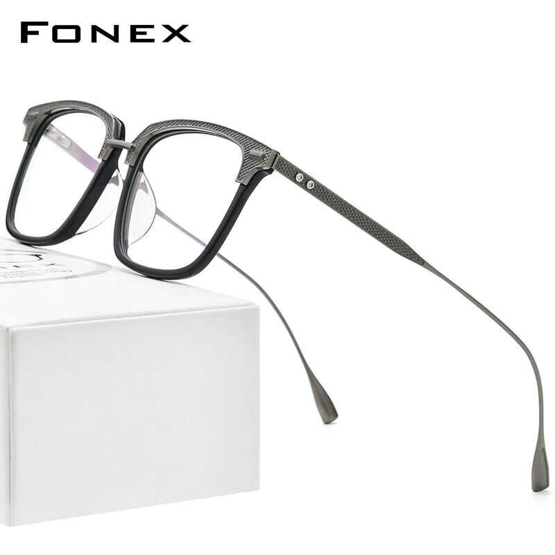Titanium FONEX Acetate กรอบแว่นตาผู้ชาย2022ใหม่ Retro Vintage Oversize Square