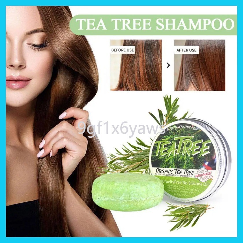 60g Handmade Tea Tree Soap Extract Washing Hair Bar Solid Green Shampoo Hair Plant Soap Natural B3G