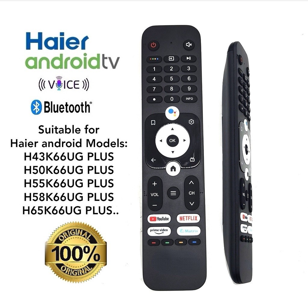 ของแท้ 2022 Haier รีโมตคอนโทรลทีวี Android HTR-U31 สําหรับ H43K66UG PLUS H50K66UG PLUS H55K66UG
