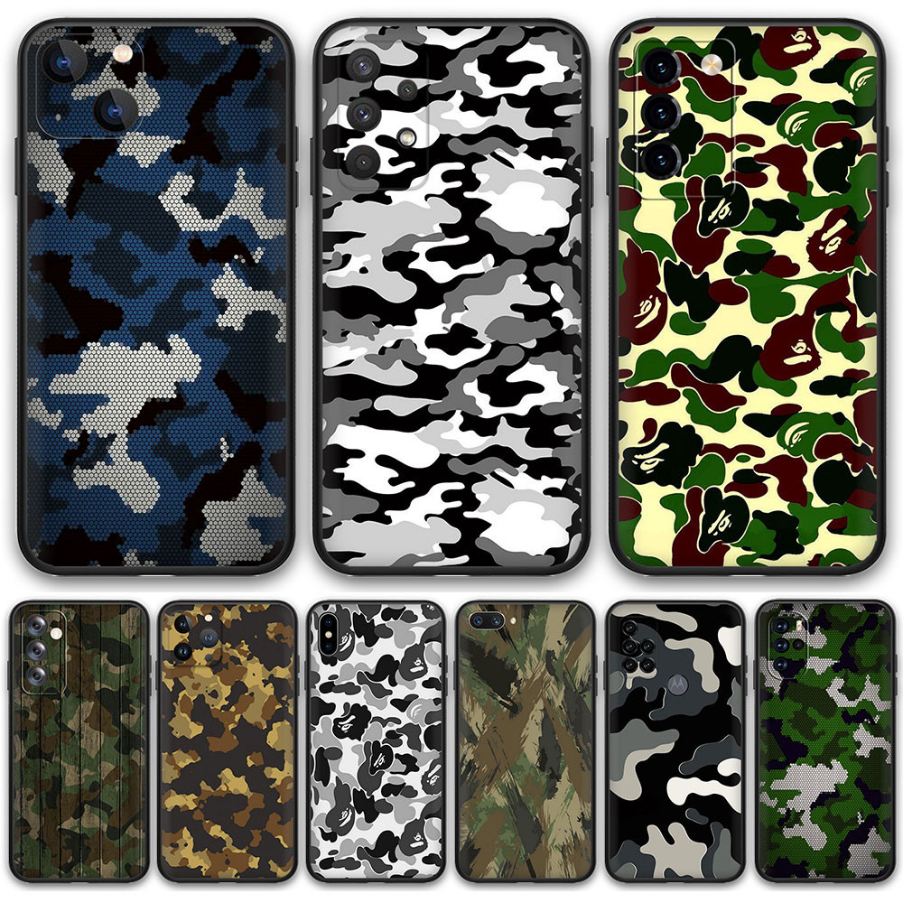 ฝาครอบโทรศัพท์สําหรับ Samsung Galaxy A55 A35 M15 M35 M55 M55S 7E3P Camouflage TPU ซิลิคอนอ่อน