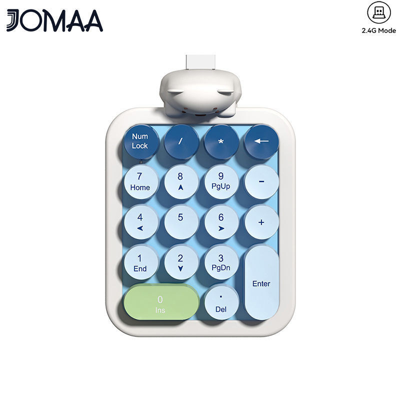 Jomaa &Mofi Ergonomic แบบพกพาตัวเลข 2.4G Plug and Play คีย์บอร์ดไร้สาย Micro Arc รูปที่ถอดออกได้ Keycaps มินิหมายเลขคีย์บอร์ด