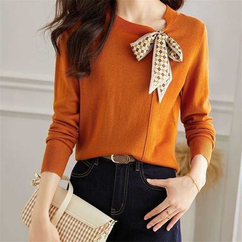 ❥ ฤดูใบไม้ผลิใหม่แฟชั่นหรูหราโบว์ Syal Sutra Slim เสื้อล