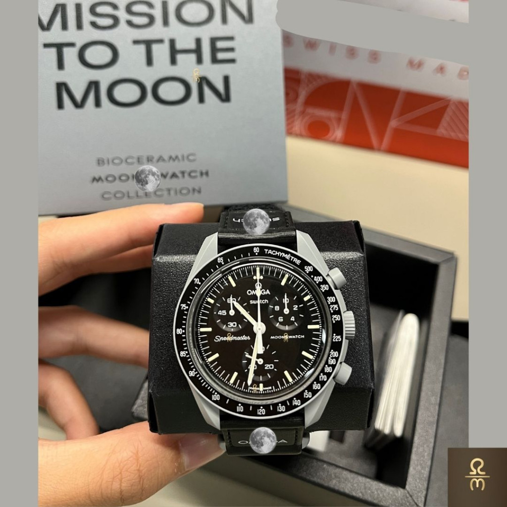 ♞,♘นาฬิกา Omega x Swatch Mission to the Moon *ของแท้ *แถมฟรี ฟิลม์กันรอยโฟกัส #OmegaxSwatch
