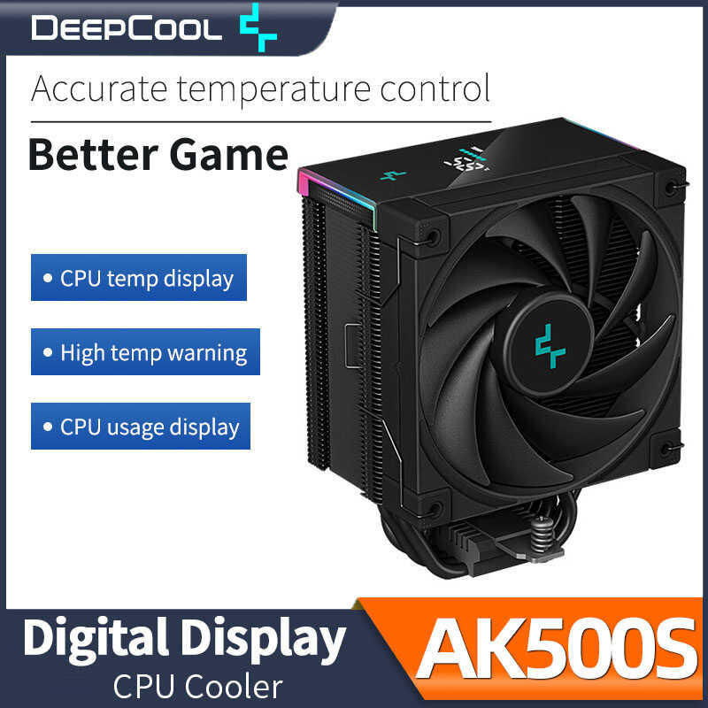 Deepcool Ak500s Digital Display Air-Cooled Radiator 5 Heatpipe Thick Tower Lga1700 115X 1200 Am4 Am5