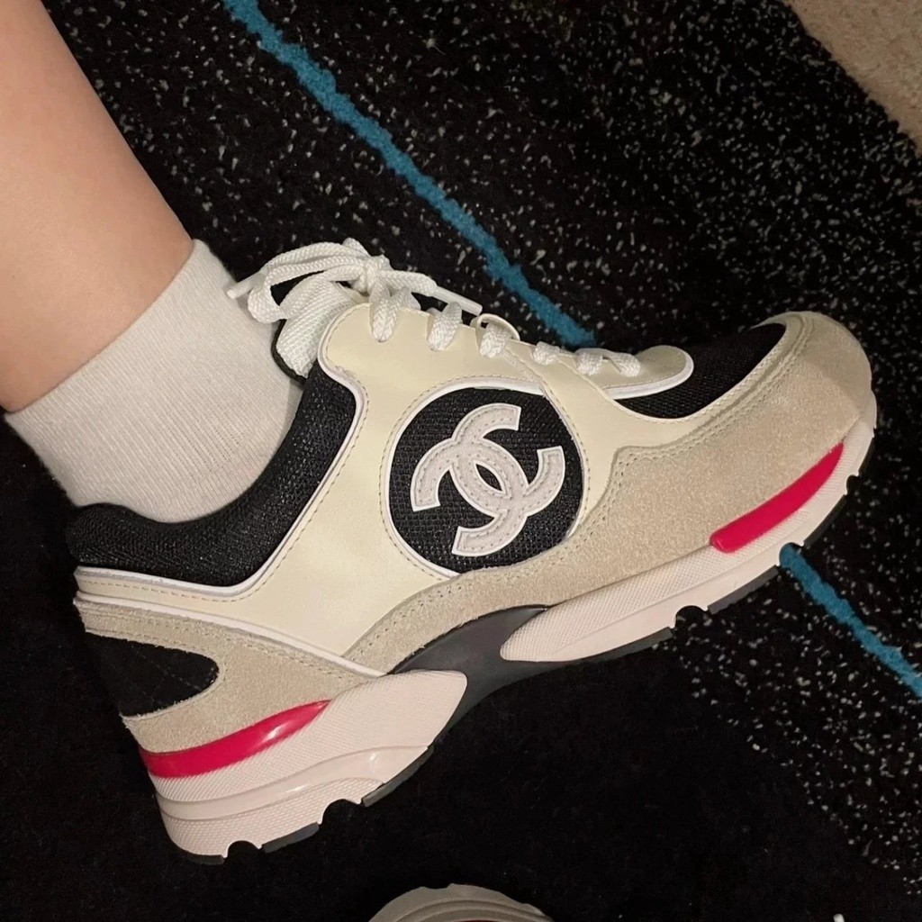 ♞,♘,♙[top Daigou Version] CHANEL Grandma CHANEL รองเท้ากีฬา รองเท้าวิ่ง ผ้าตาข่าย ระบายอากาศ สีขาว