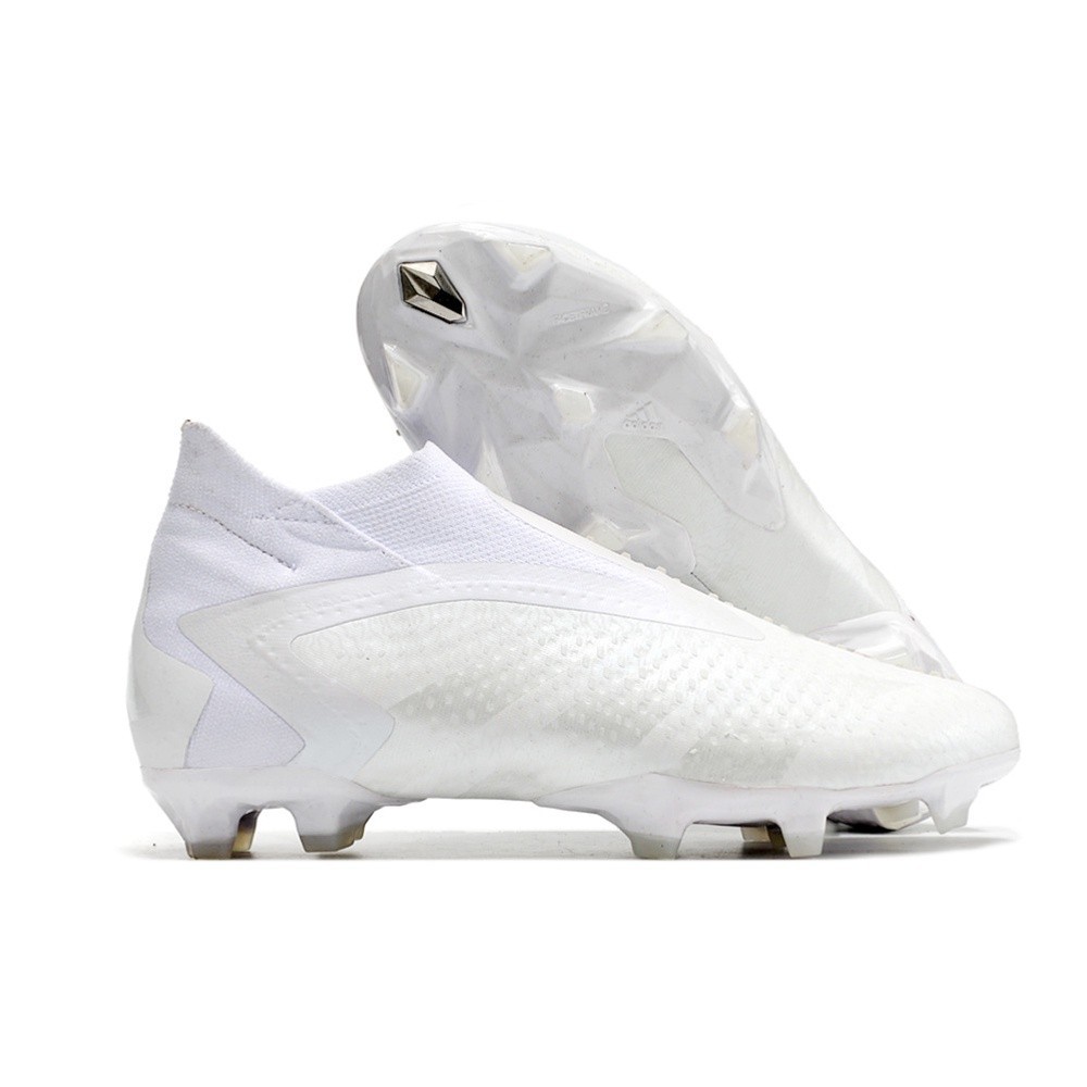 Adidas Falcon Precision White Fully Knit Laceless High Top FG Football Cleat