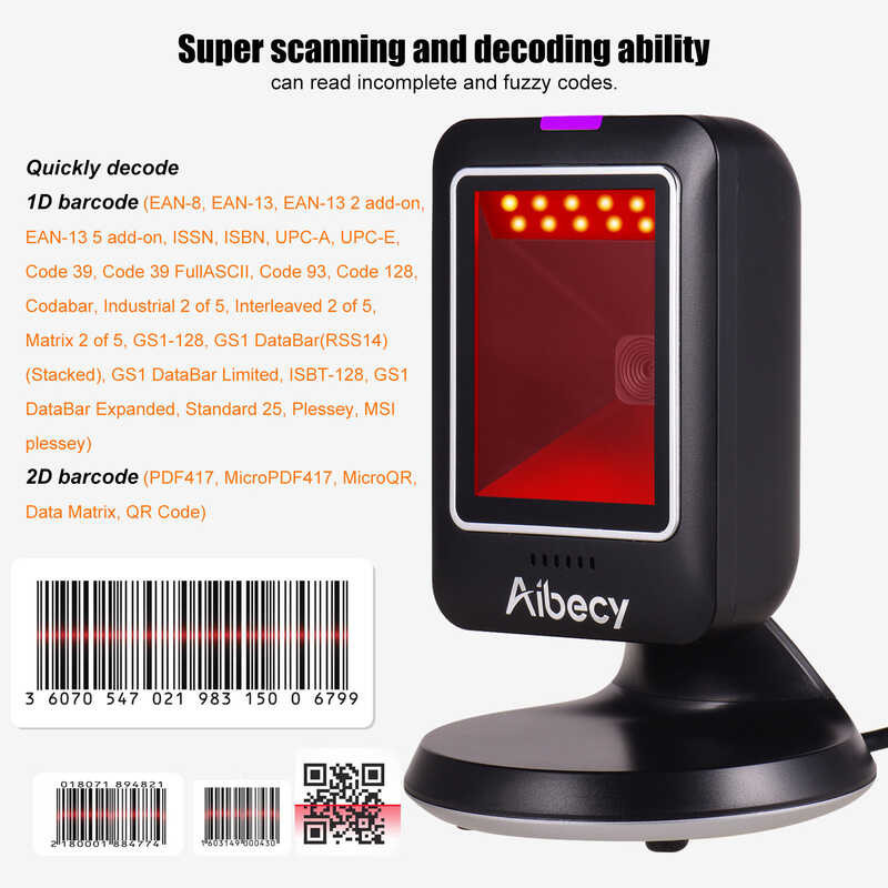 /Qrเครื่องอ่า Aibecyเครื่องสแกนบาร์โค้ดรอบทิศทางmp6300y,1D/2D
