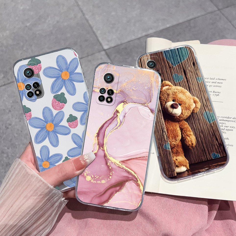 สําหรับ Xiaomi Mi 10T 10T Pro 5G กรณีดอกไม้สวยซิลิโคน Soft TPU เคสโทรศัพท์ป้องกัน Clear สําหรับ Mi 10TPro Mi10T กรณี Capa กันชนที่อยู่อาศัย