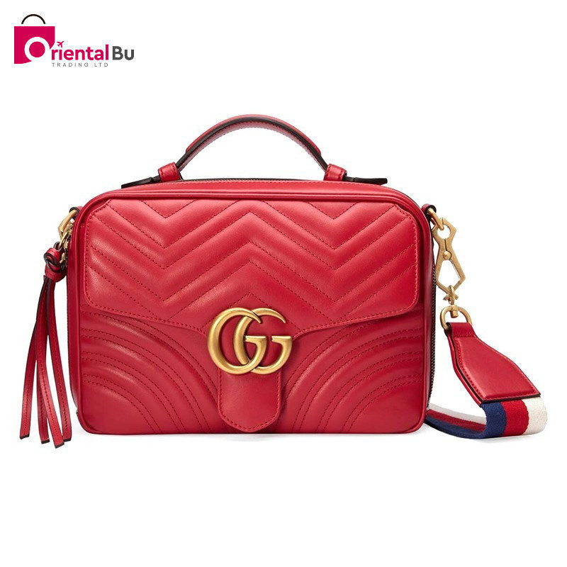 Gucci Gucci Women 's Bag Double G Single Shoulder Bag Quilted Crossbody Bag Leather Handheld Bag 49