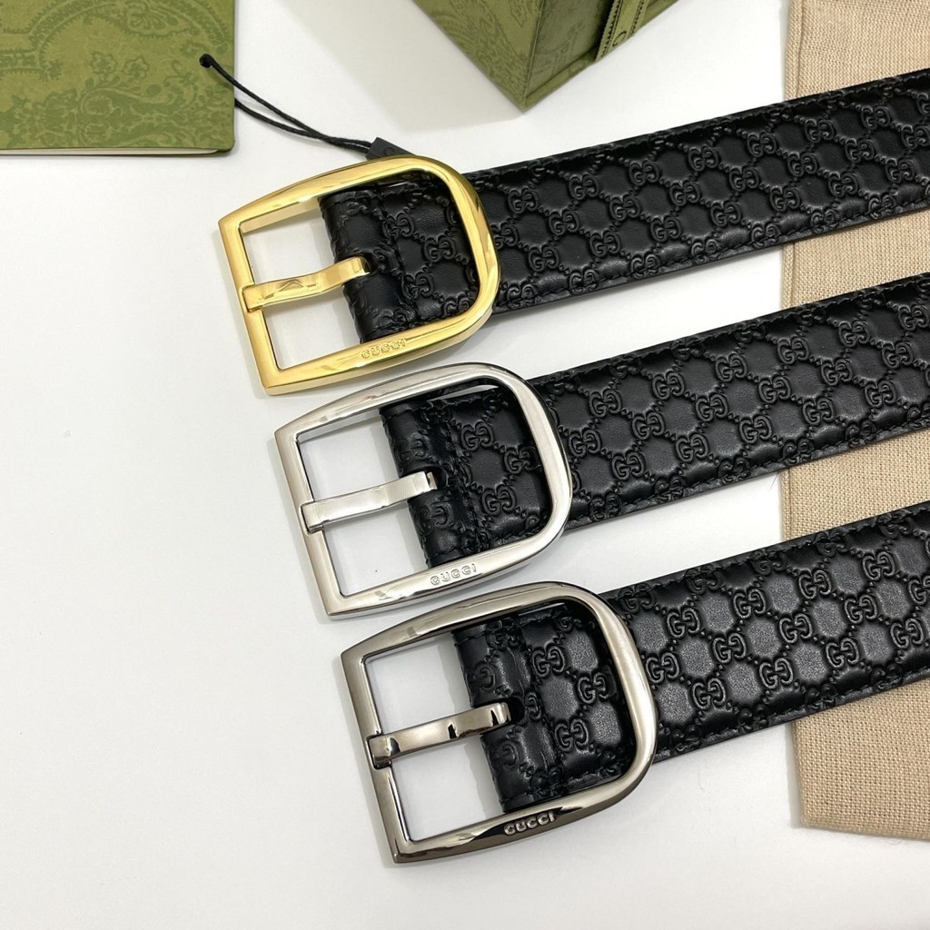 H9IQ GU***I Big BrandinsCool Leather Belt Men's New First Layer Cowhide Print Pin Buckle Leisure Bu