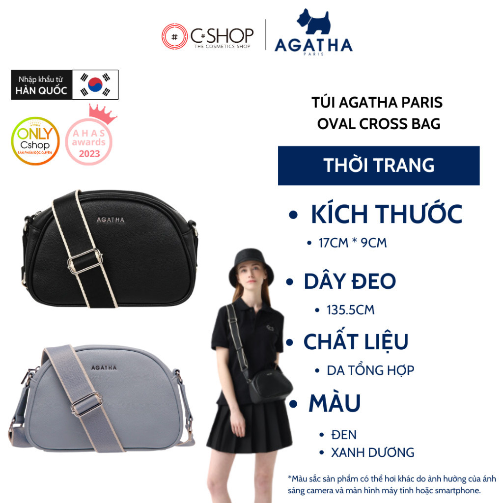 กระเป ๋ าสะพายข ้ างทรงวงรีสไตล ์ เกาหลี Agatha Paris AGT211-130