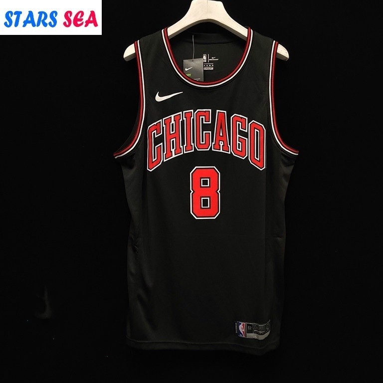 The Br เสื้อบาสเก็ตบอล Chicago Bulls 8 Zach Lavine Nba Hot Press เสื้อสีดํา