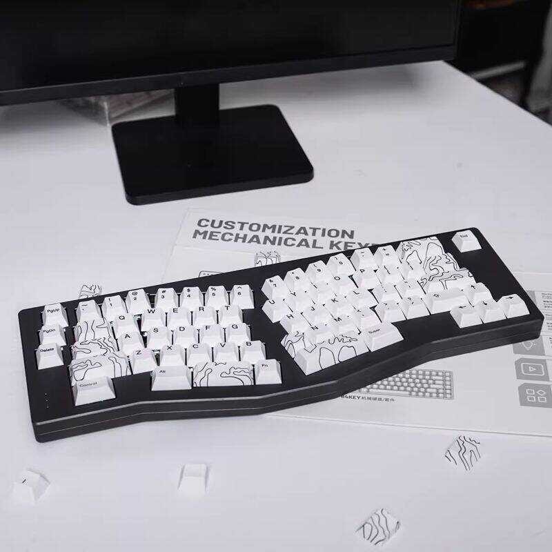 Black 【Keycap Only】White Canyon theme Keycap Minimalist white Height PBT Five Side Sublimation wi