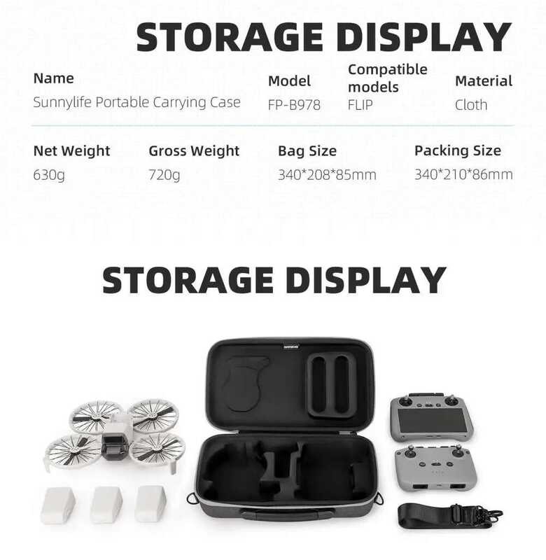 ❥ Sunnylife Hard Case Flip/Rc 2/Rc N3 กระเป๋าถือกระเป๋าถือแบบพกพา Bankpack สําหรับ DJI Flip Dro