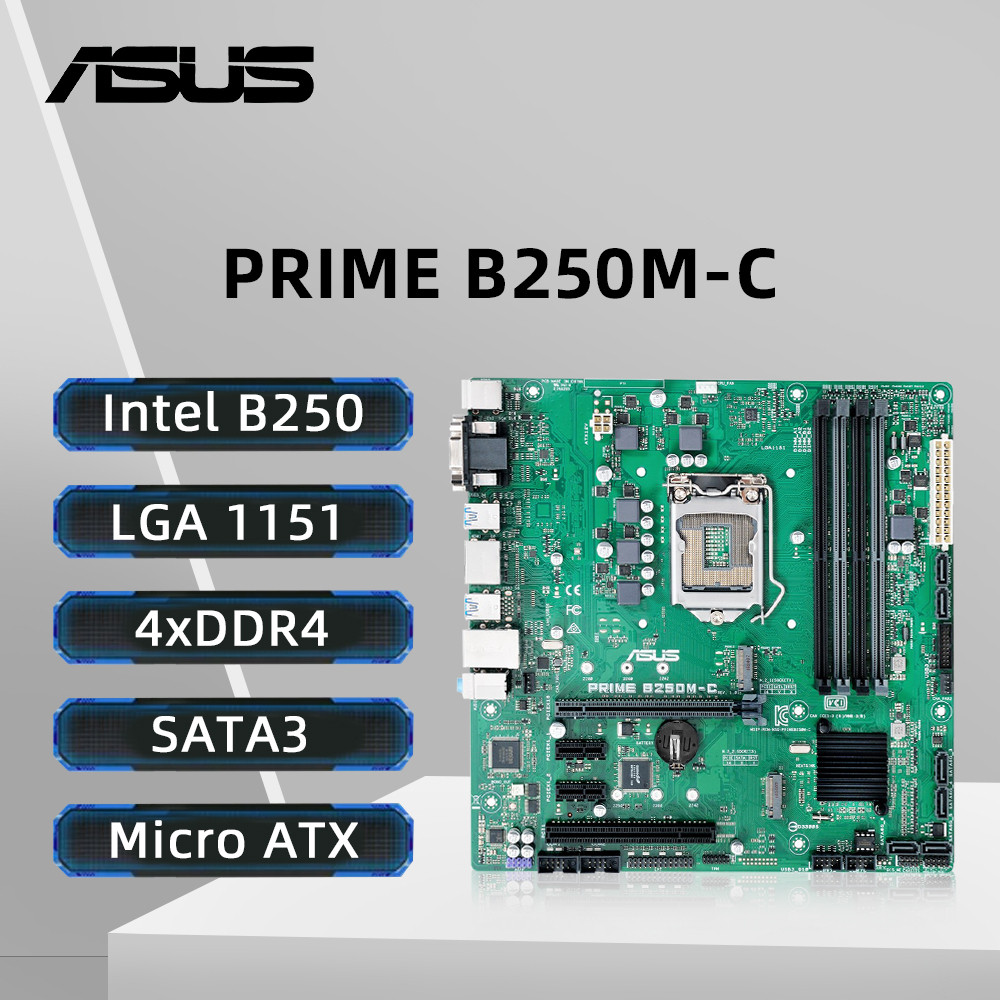 อุปกรณ์เสริมคอมพิวเตอร์ ASUS PRIME B250M-C เมนบอร์ด LGA 1151 รองรับ i7 7700k 6700 i5-7600K 6600 i3-7