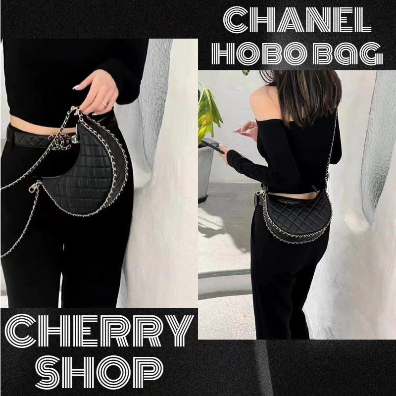 ♞,♘,♙ถูกที่สุด ของแท้ 100%/ Chanel mini/small hobo bag กระเป๋าพระจันทร์เสี้ยว/กระเป๋าขนมจีบ/ผู้หญิง
