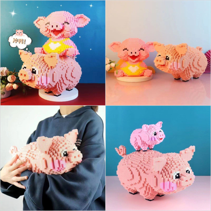 ของขวัญคริสต์มาส ปริศนา กิจกรรมหมูสีชมพูของเล่นเพื่อการศึกษา Pikachu ราคาถูก DIY บล็อกตัวต่อรถการประกันคุณภาพ เครยอนชินจัง