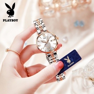 Playboy ของแท้ นาฬิกาข้อมือควอตซ์ ของขวัญแฟชั่น 2054BL สําหรับผู้หญิง