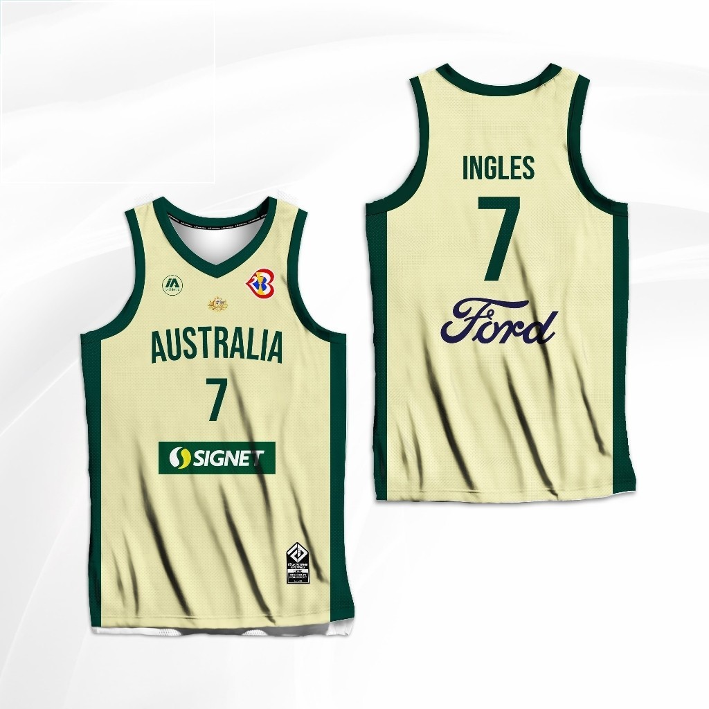 ชื่อที่กําหนดเอง-AUSTRALIA BASKETBALL FIBA WC 2023 MILLS GIDDEY สีเขียว INGLES THYBULLE LIGHT FULL S