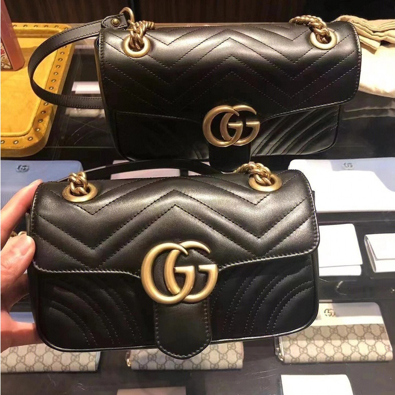 ♞ของแท้ 100%/Gucci Marmont Double G/กระเป๋าสะพาย/กระเป๋าถือ
