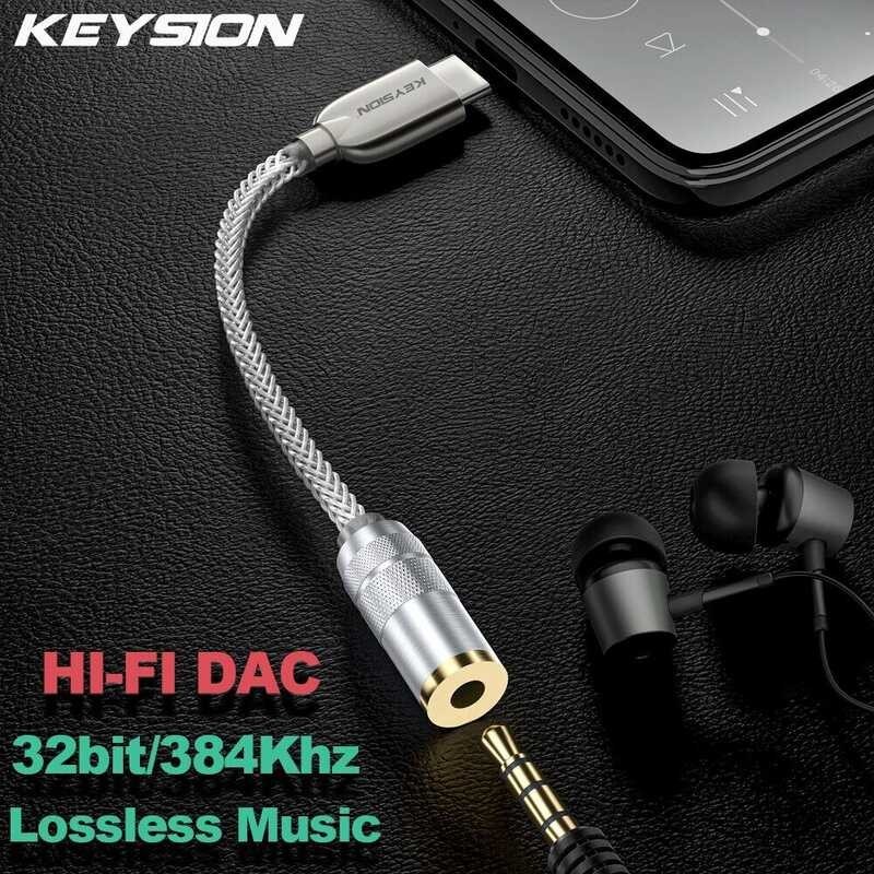 DAC KEYSION หูฟังเพลงไม่สูญเสียข้อมูลถอดรหัส USB ประเภท C ถ