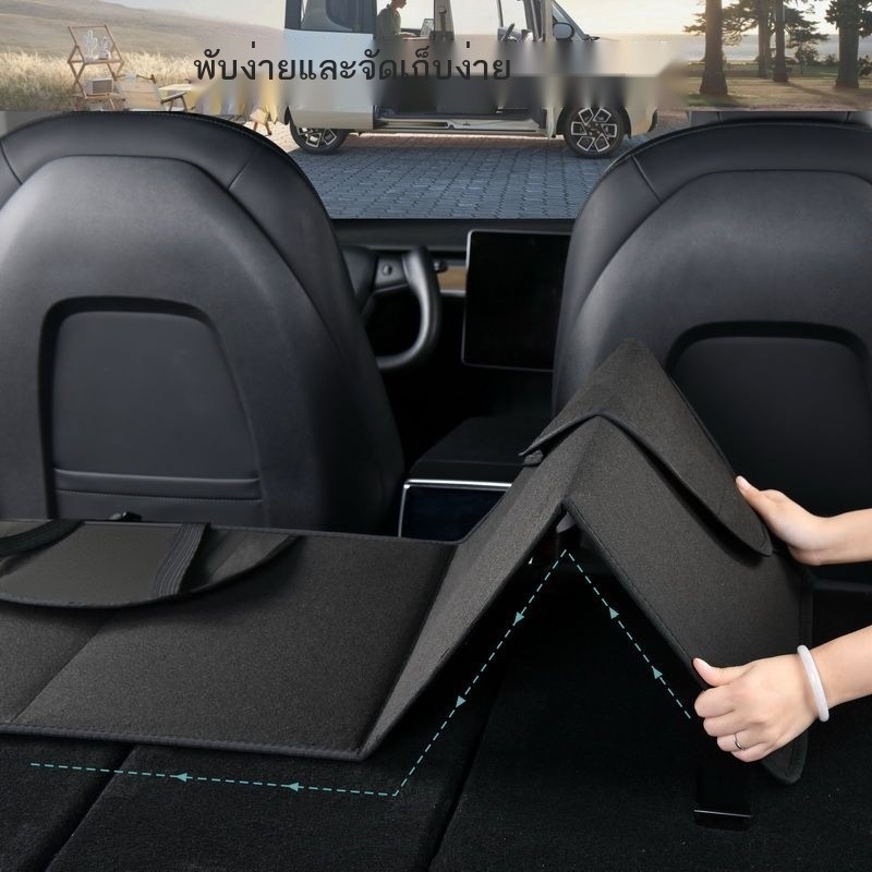 เตียงรถ Head Guard รถ SUV เบาะรองนอนด้านหลังพับบอร์ดขยาย Tesla ที่นอน Trunk Sleeping