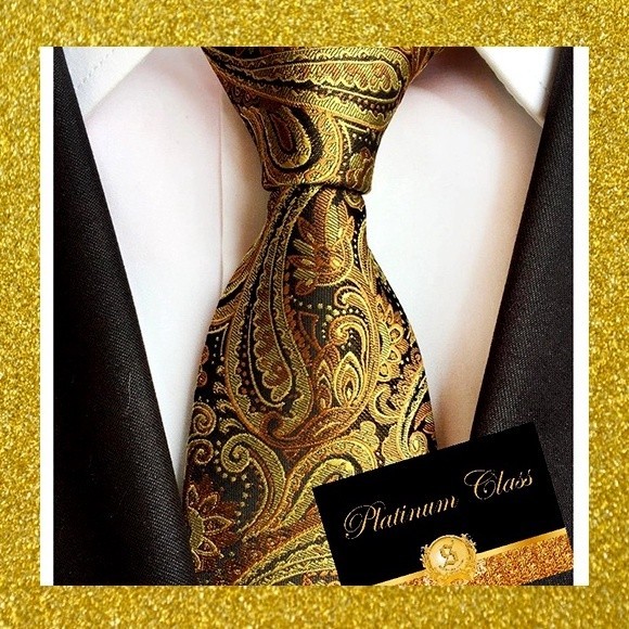 Art D7N6 Men 's Tie gold gold batik platinum class