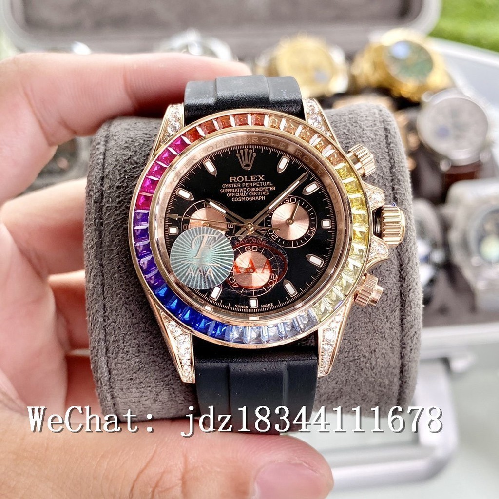 Rolex Cosmograph Daytona series 116506-78596 นาฬิกาจักรกลเพชรสีธรรมชาติฝังมือ