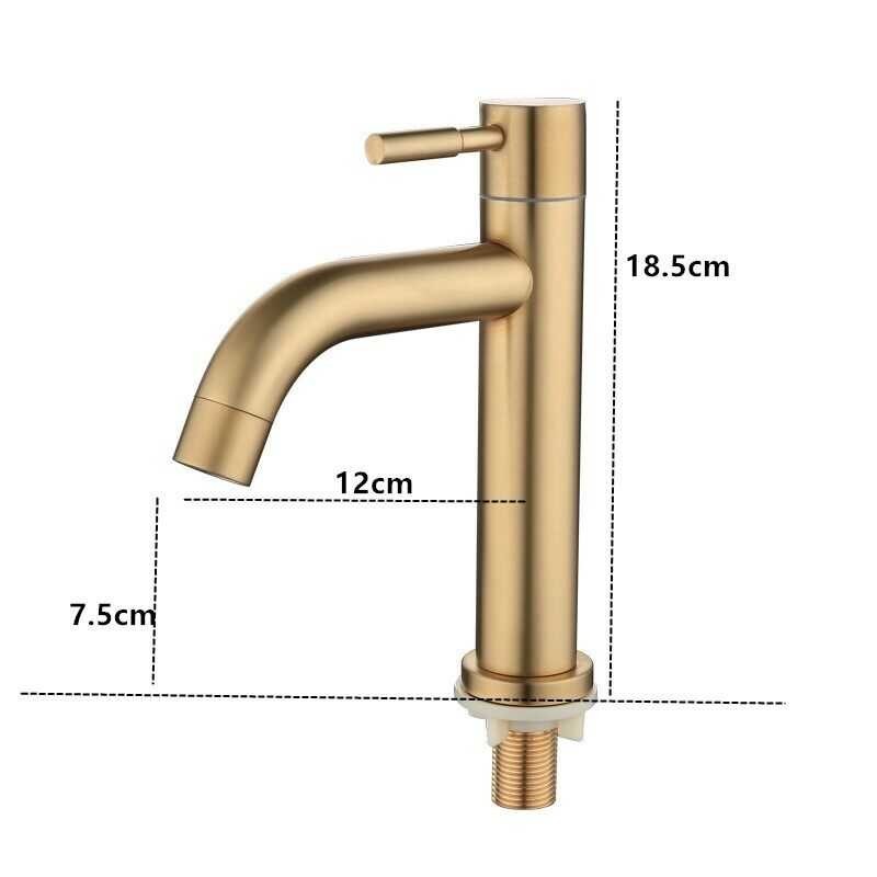 Gold Bigggers Brush Color Stainless Steel Bathroom Basin Faucet Single Cold Water Wash Sink Tap